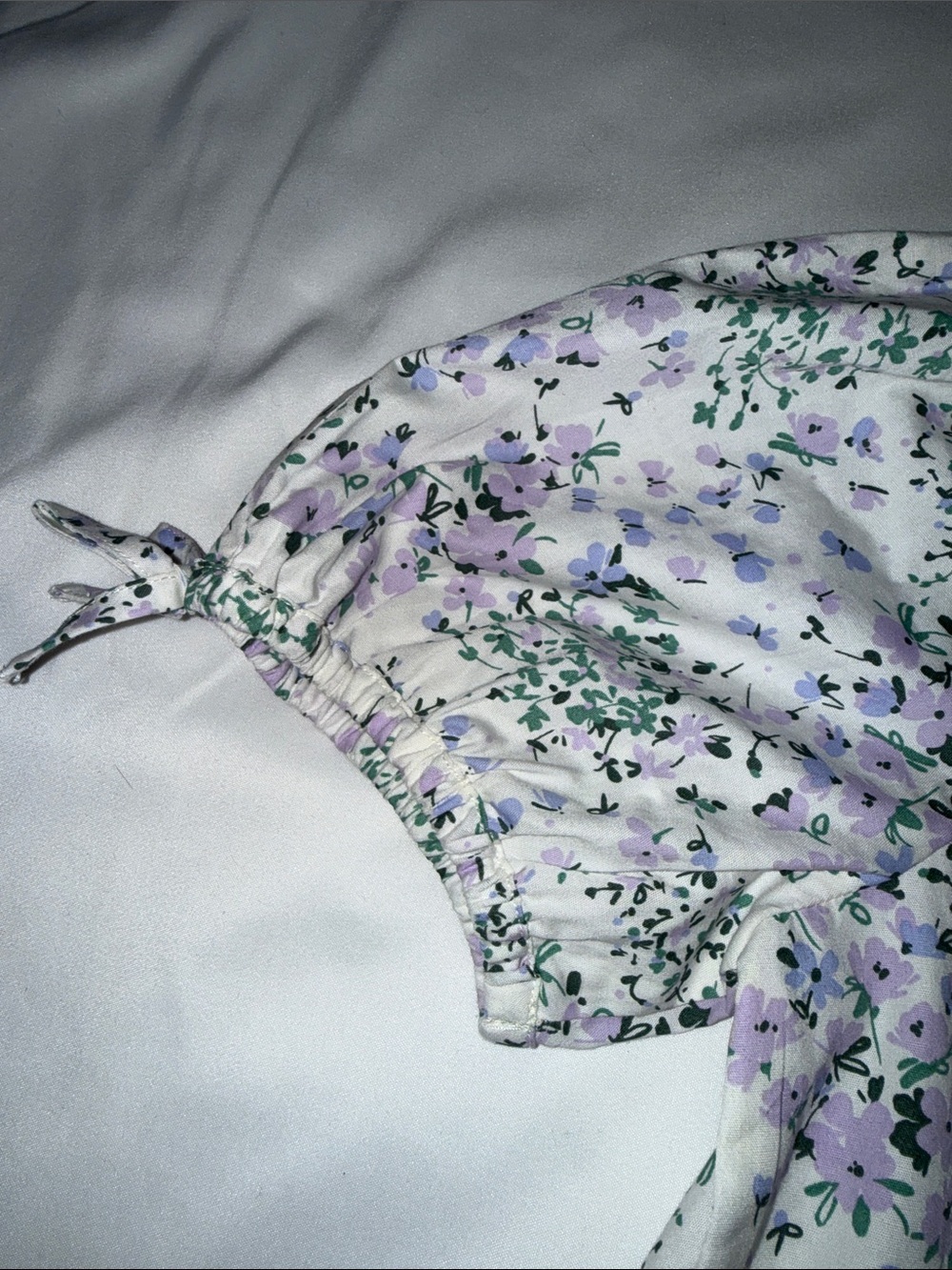 Girls Crewcuts White Dress with Lavender and Green Floral Print - Picture 5 of 5